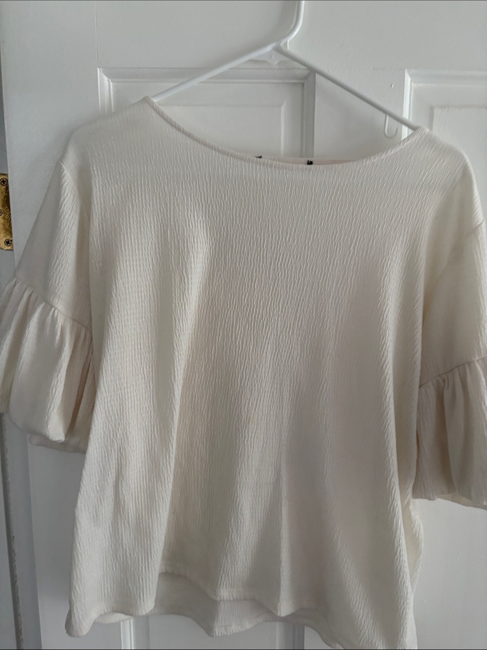 Women’s Cream Ruffle Sleeve Blouse